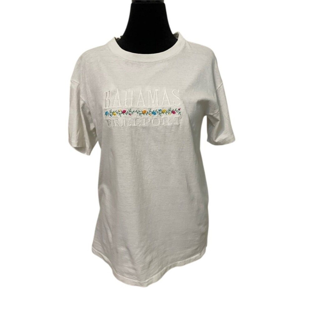 Vintage 90s Bahamas Freeport T Shirt Large Anvil Made USA Single Stitch Embroide